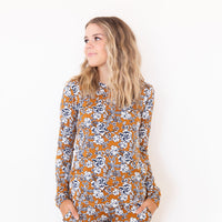 DARK MUSTARD + NAVY FLORAL | LONG SLEEVE