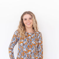 DARK MUSTARD + NAVY FLORAL | LONG SLEEVE