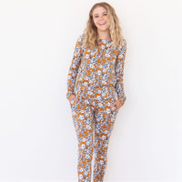 DARK MUSTARD + NAVY FLORAL | LONG SLEEVE