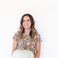 DARK MUSTARD + NAVY FLORAL | SHORT SLEEVE