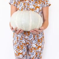 DARK MUSTARD + NAVY FLORAL | SHORT SLEEVE