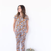 DARK MUSTARD + NAVY FLORAL | SHORT SLEEVE