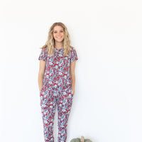 DARK RUST + NAVY FLORAL | SHORT SLEEVE