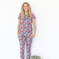 DARK RUST + NAVY FLORAL | SHORT SLEEVE