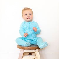 OCEAN BLUE SOLID | ZIPPER ONE PIECE