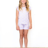 PURPLE CHECKER DAISY | RUFFLE SHORT SET