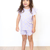 PURPLE CHECKER DAISY | RUFFLE SHORT SET