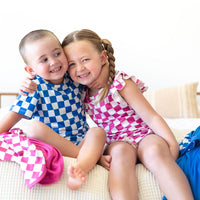 ROYAL BLUE CHECKER | SHORT SET