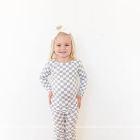 LIGHT GREY + WHITE CHECKER | LONG SLEEVE