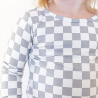 LIGHT GREY + WHITE CHECKER | LONG SLEEVE