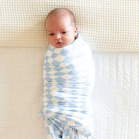 LIGHT BLUE + WHITE CHECKER | SWADDLE