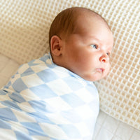 LIGHT BLUE + WHITE CHECKER | SWADDLE