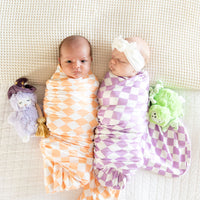 BRIGHT ORANGE + WHITE CHECKER | SWADDLE