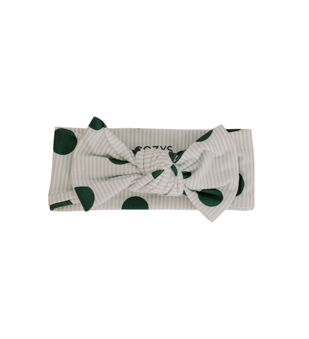 GREEN POLKADOT + STRIPE | BOW