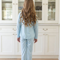 BLUE + YELLOW POLKADOTS | GIRLS' BUTTON UP LONG SLEEVE SET