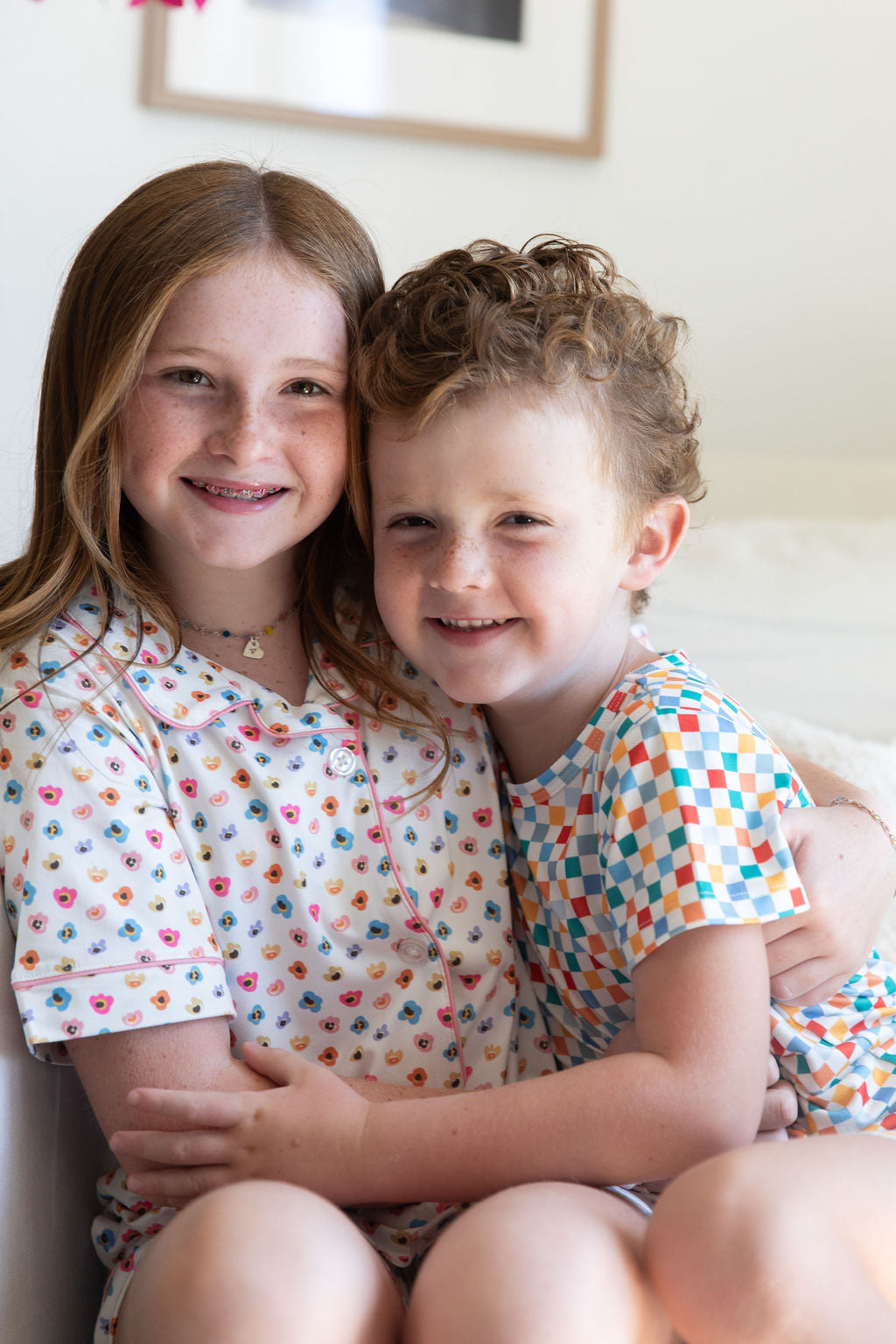 RAINBOW FLORAL | GIRLS' BUTTON UP SHORT SLEEVE + SHORTS SET
