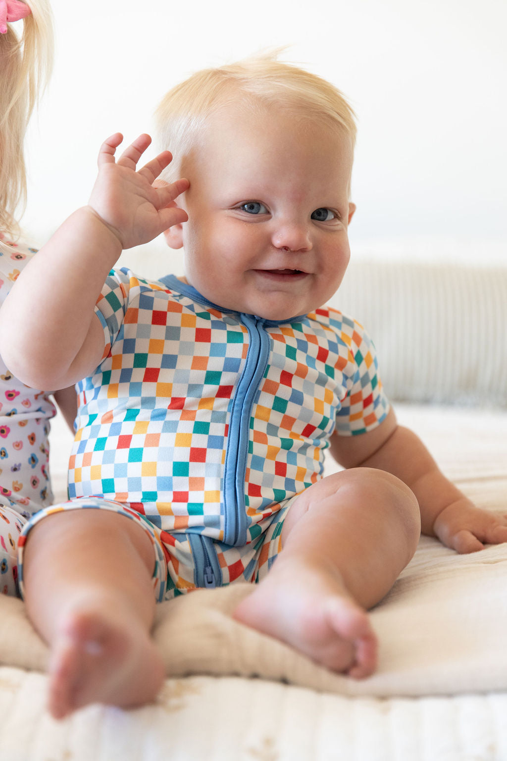 RAINBOW MINI CHECKER | SHORT ZIPPER ONE PIECE
