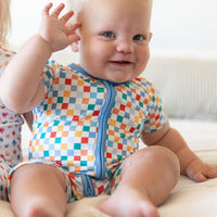 RAINBOW MINI CHECKER | SHORT ZIPPER ONE PIECE