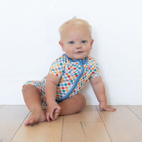 RAINBOW MINI CHECKER | SHORT ZIPPER ONE PIECE