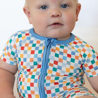 RAINBOW MINI CHECKER | SHORT ZIPPER ONE PIECE