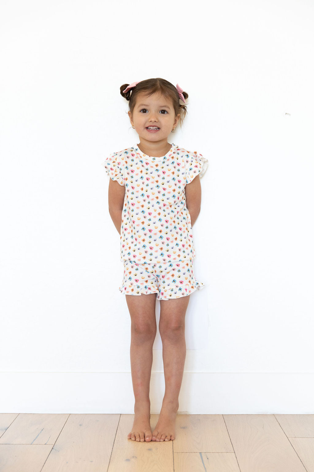 RAINBOW FLORAL | RUFFLE SHORT SET – COZYS
