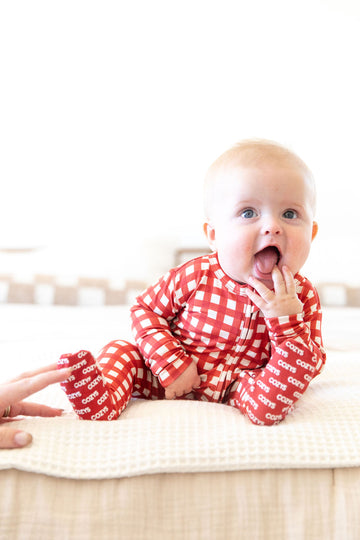 CANDY CANE GINGHAM | FOOTIE ONE PIECE