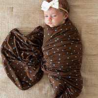 BROWN + BLUE POLKA DOTS | SWADDLE