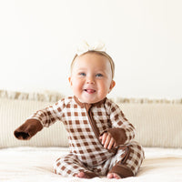BROWN GINGHAM | ZIPPER ONE PIECE