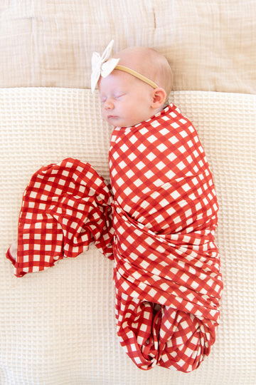 CANDY CANE GINGHAM | SWADDLE