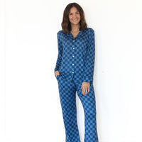 NAVY CHECKER | WOMEN'S BUTTON UP LONG SLEEVE SET