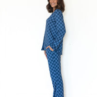 NAVY CHECKER | WOMEN'S BUTTON UP LONG SLEEVE SET