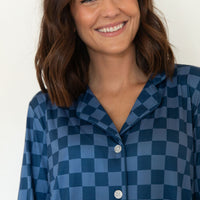 NAVY CHECKER | WOMEN'S BUTTON UP LONG SLEEVE SET