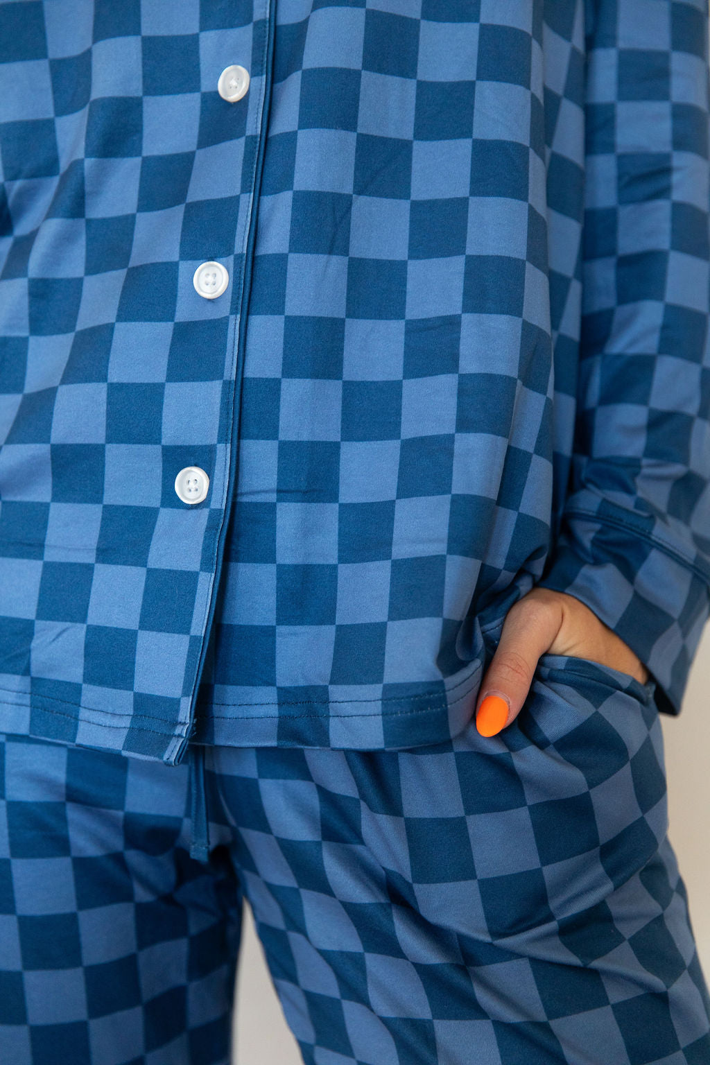 NAVY CHECKER | WOMEN'S BUTTON UP LONG SLEEVE SET