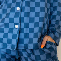 NAVY CHECKER | WOMEN'S BUTTON UP LONG SLEEVE SET