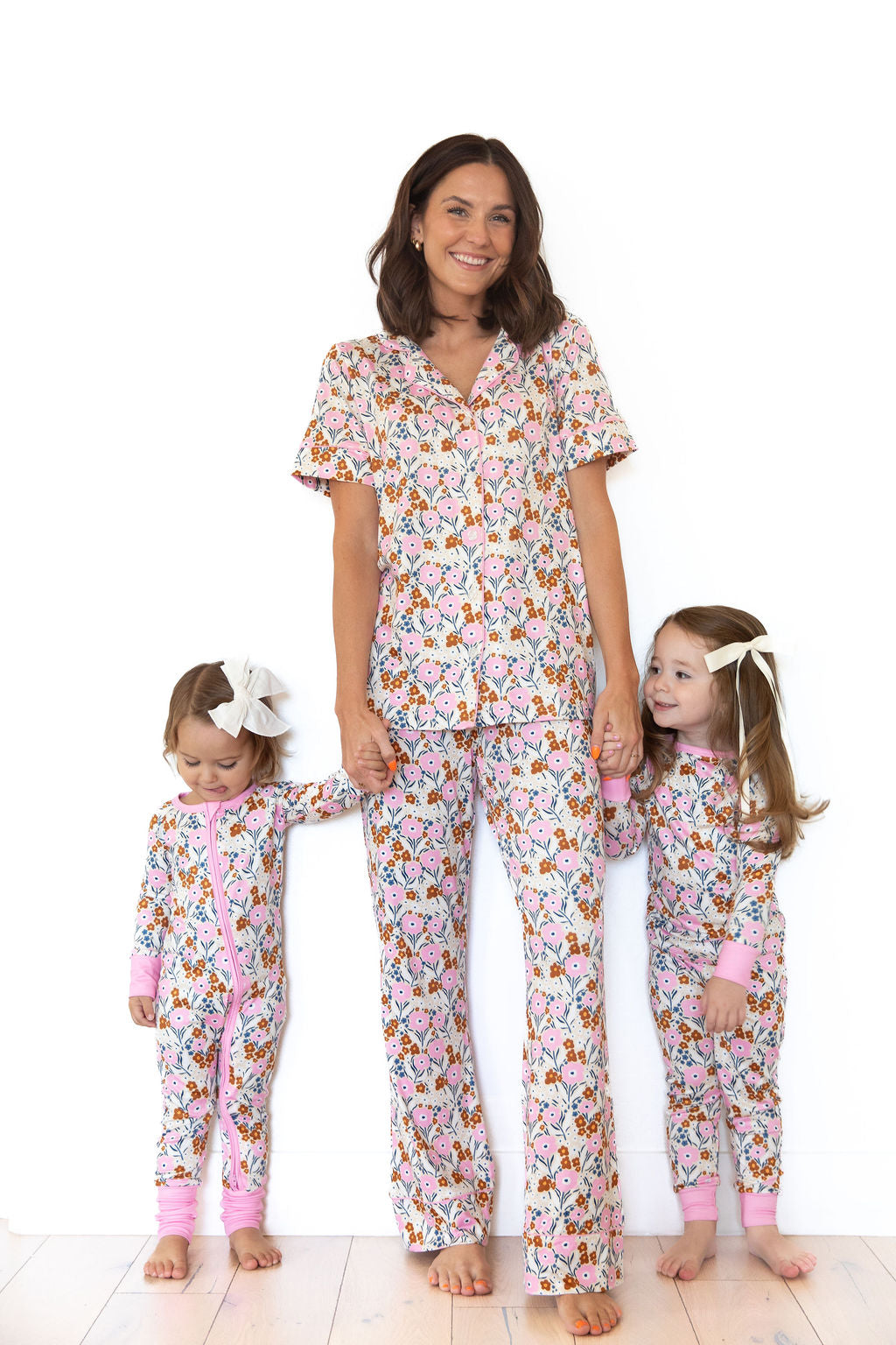 PINK FALL FLORAL | WOMEN'S BUTTON UP SHORT SLEEVE SET