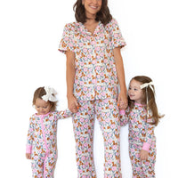 PINK FALL FLORAL | WOMEN'S BUTTON UP SHORT SLEEVE SET