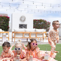 PINK + ORANGE STRIPE | RUFFLE SHORT SET