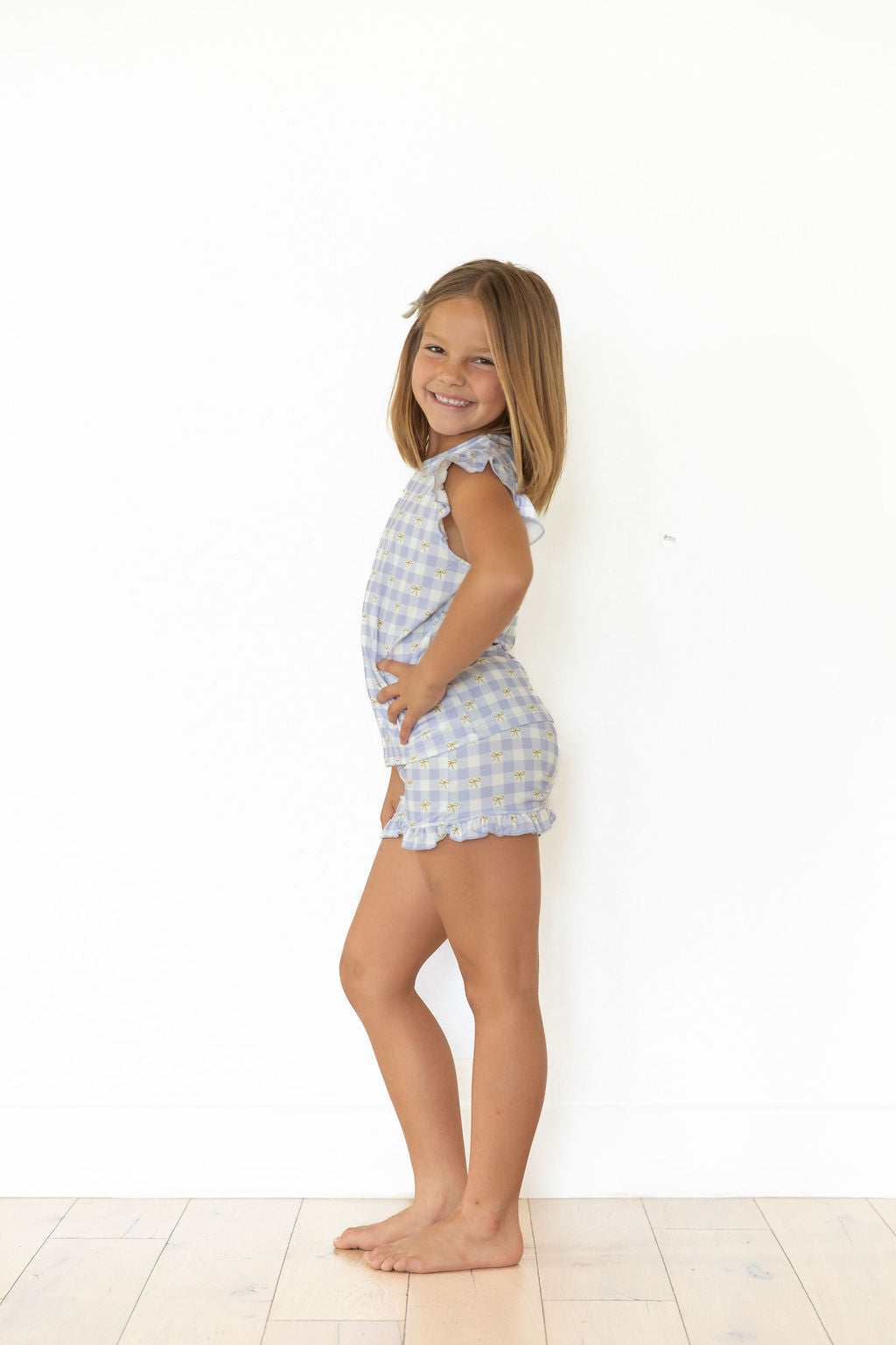 GINGHAM BOWS | RUFFLE SHORT SET