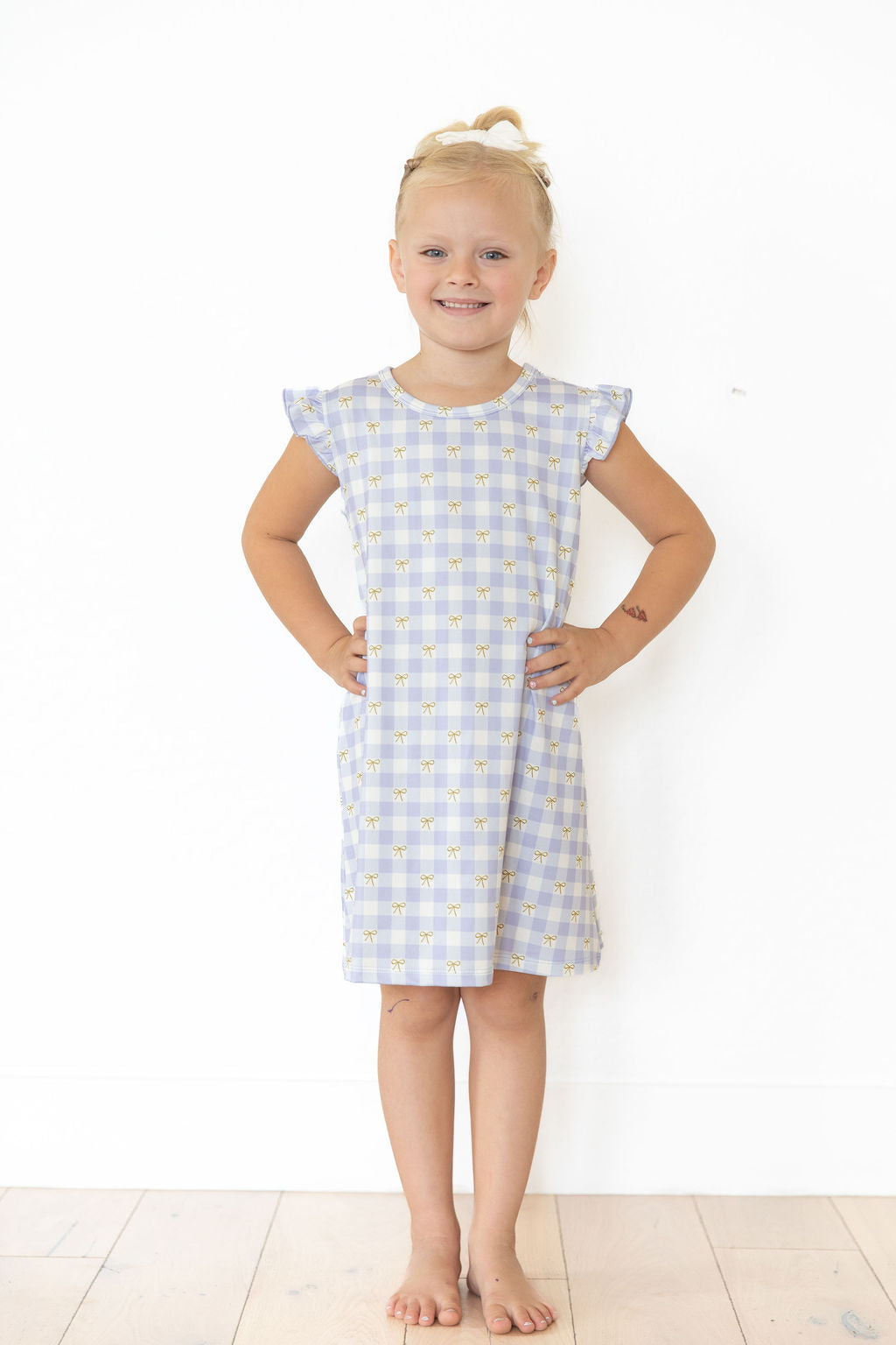 GINGHAM BOWS | RUFFLE SLEEVE DRESS