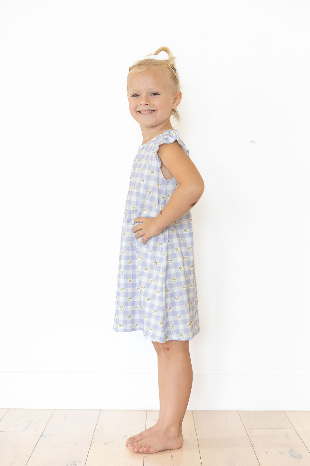 GINGHAM BOWS | RUFFLE SLEEVE DRESS