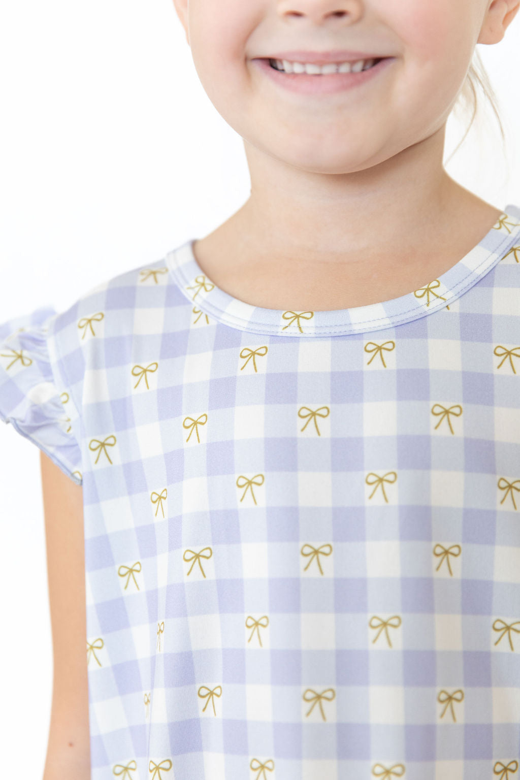 GINGHAM BOWS | RUFFLE SLEEVE DRESS