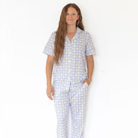 GINGHAM BOWS | WOMEN'S BUTTON UP SHORT SLEEVE SET