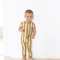 OLIVE STRIPE | SHORT SLEEVE ZIPPER ONE PIECE