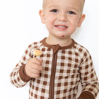 BROWN GINGHAM | ZIPPER ONE PIECE