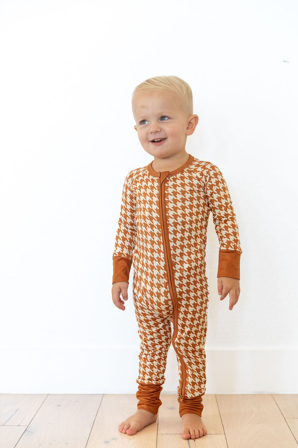 RUST HOUNDSTOOTH | ZIPPER ONE PIECE