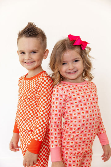 BRIGHT RED MINI CHECKER | LONG SLEEVE