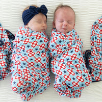 MINI CHECKERED STARS | SWADDLE