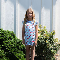CHERRY STRIPES | RUFFLE SHORT SET