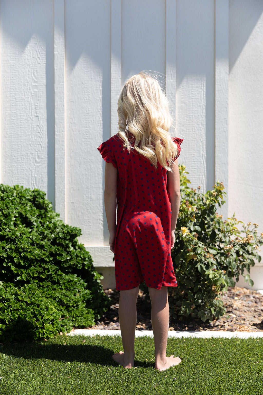 NAVY STARS | RUFFLE SLEEVE DRESS