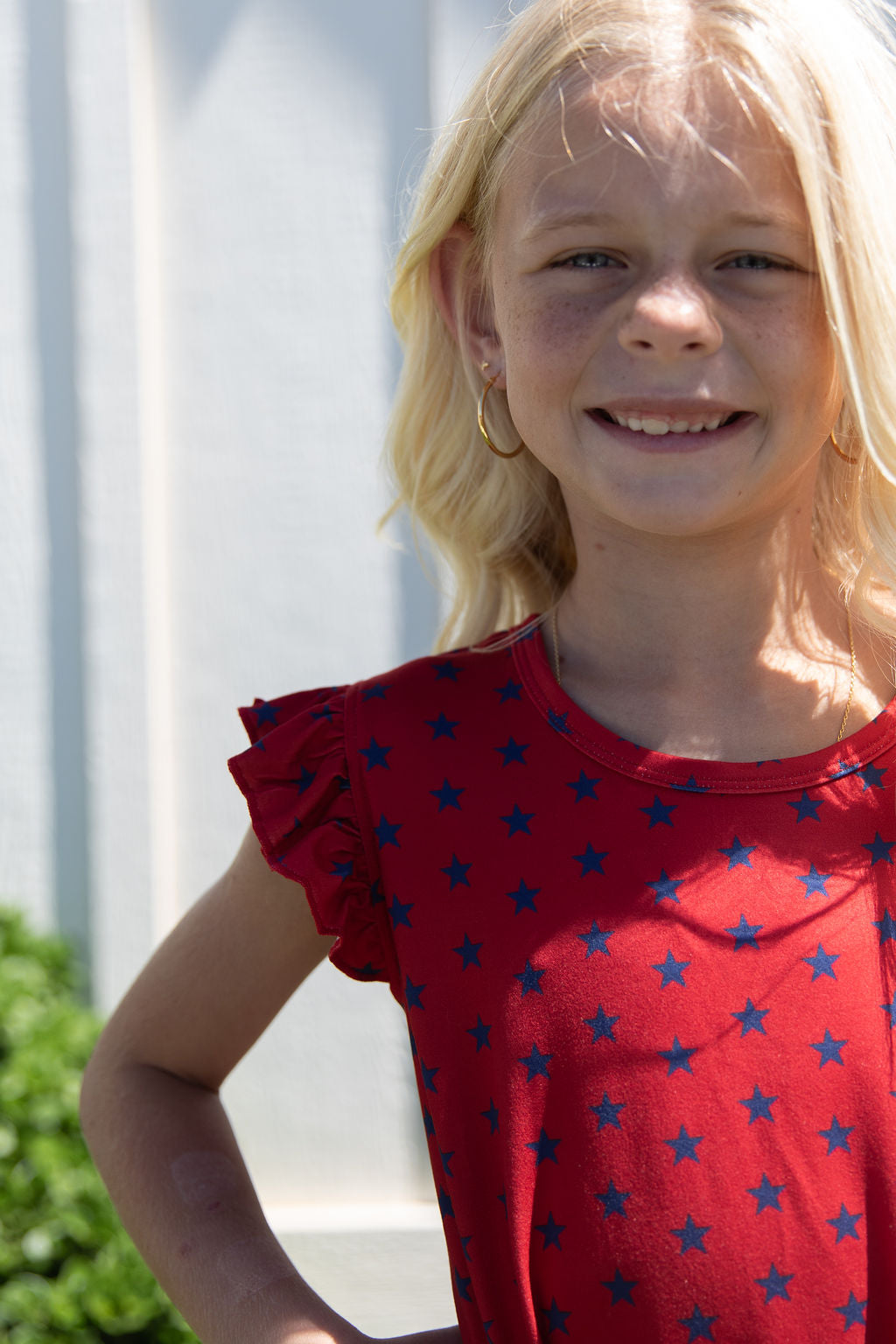 NAVY STARS | RUFFLE SLEEVE DRESS